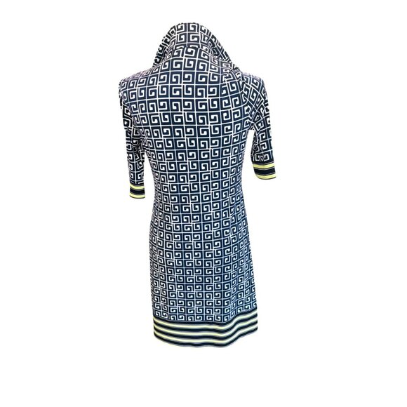 En Focus Studio 4 Navy White Geo Print Travel Office Siren Dress Slimming Spand - Picture 2 of 8